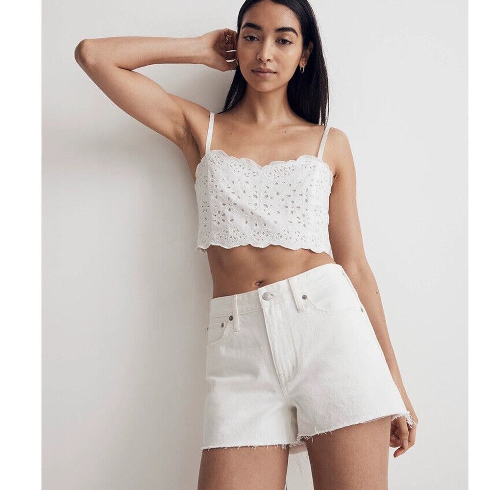 Madewell Relaxed Denim Shorts in Tile White Size 25